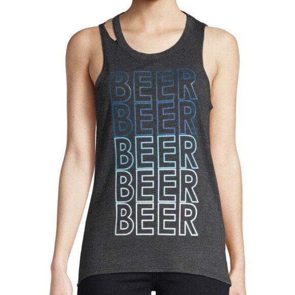 NWT CHASER Beer Beer Beer Gray Blue Open Back Soft Summer Tank Top Size Medium - Picture 1 of 7